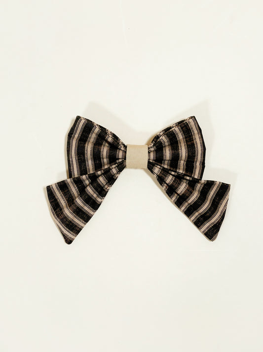 Mocha Stripe Signature Bow