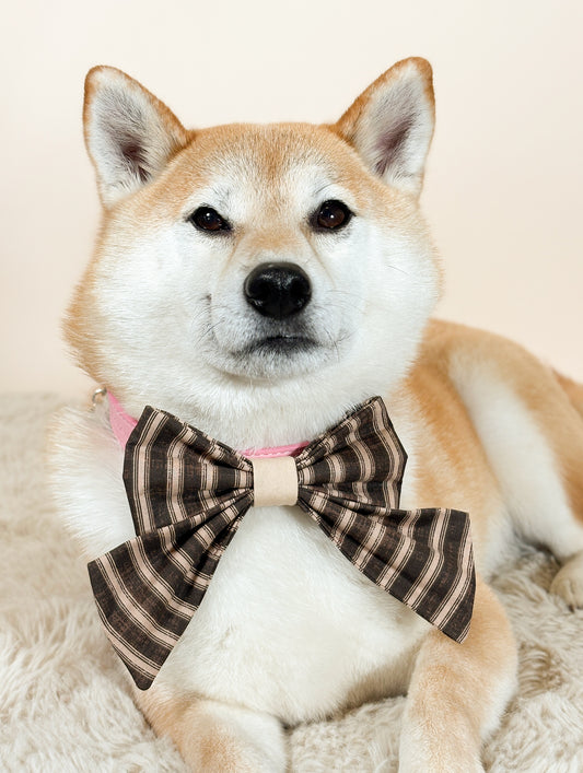 Mocha Stripe Signature Bow