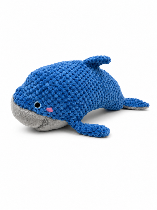 Wally the Whale Sensory Popcorn-Weave Dog Toy